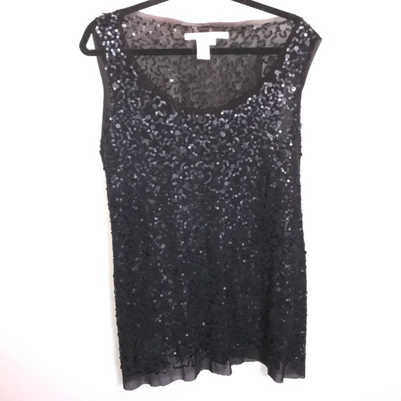 Max Studio Tops - Max Studio - Sequinned Black Shear Top - Size 2X